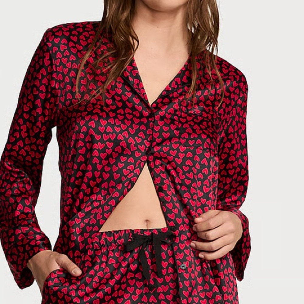 NWT NEW COLOR EMBROIDERED VICTORIA'S SECRET Signature Satin Long Pajama Set - Picture 5 of 5